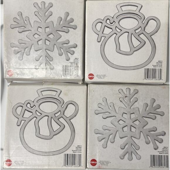 Set Of 4 Copco Cast Aluminum Snowman Snowflake Trivet Baking Cooking Christmas - Picture 6 of 8